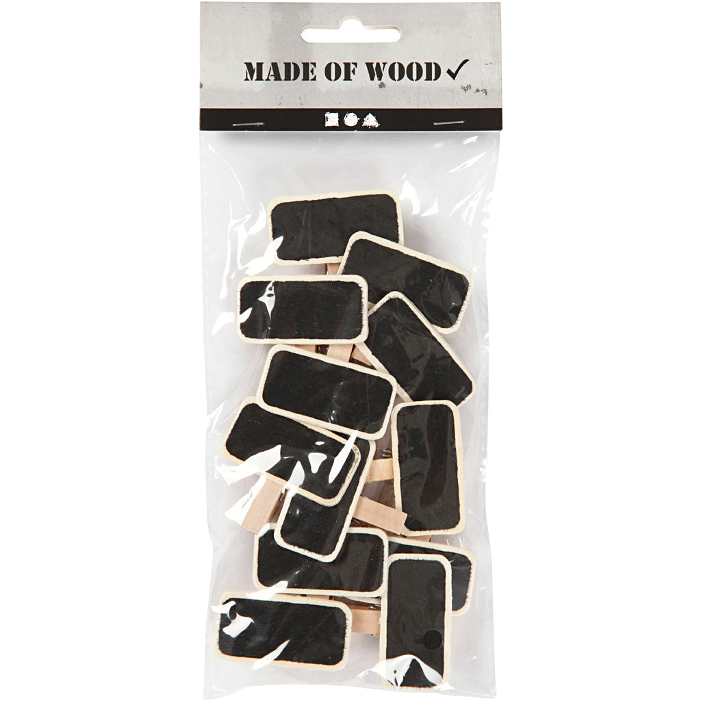 Tableau noir Creativ company avec pinces à linge, taille 4x2 cm, 12 pièces, 1 boîte