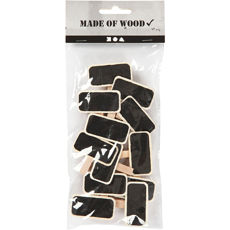 Tableau noir Creativ company avec pinces à linge, taille 4x2 cm, 12 pièces, 1 boîte