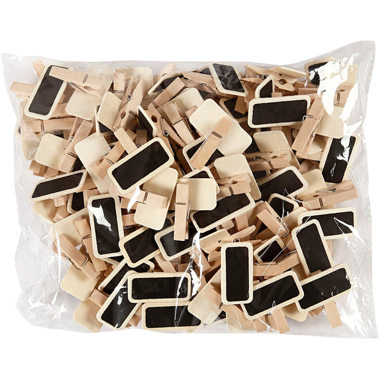 Tableau noir Creativ company avec pinces à linge, taille 4x2 cm, 100 pièces, 1 boîte
