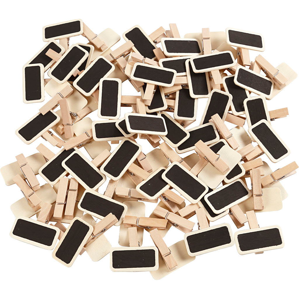 Tableau noir Creativ company avec pinces à linge, taille 4x2 cm, 100 pièces, 1 boîte