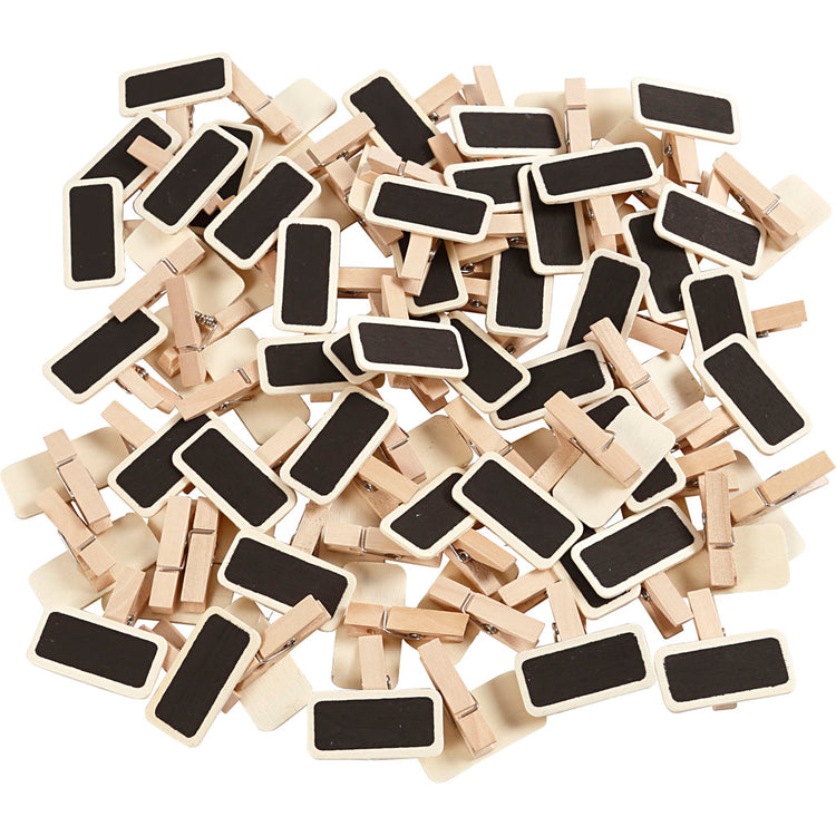 Tableau noir Creativ company avec pinces à linge, taille 4x2 cm, 100 pièces, 1 boîte