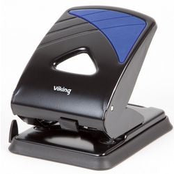 Perforatrice 2 trous office depot métal manche souple 8cm 40 feuilles noir-bleu