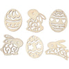 Figurines en bois Creativ company, Pâques, h : 40 mm, épaisseur 3 mm, 24 pièces 1 boîte
