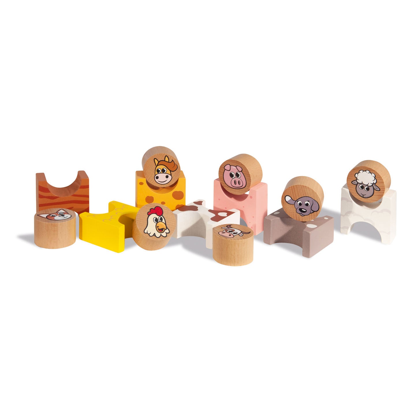 Eichhorn Wooden Stacking Game Farm Animaux 14dlg.