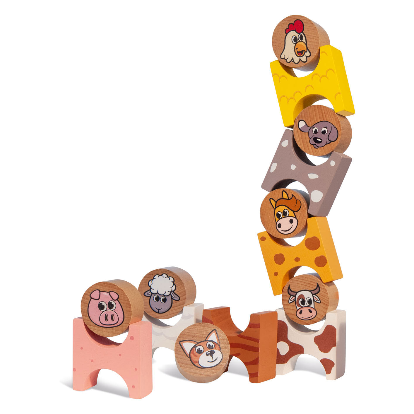 Eichhorn Wooden Stacking Game Farm Animaux 14dlg.