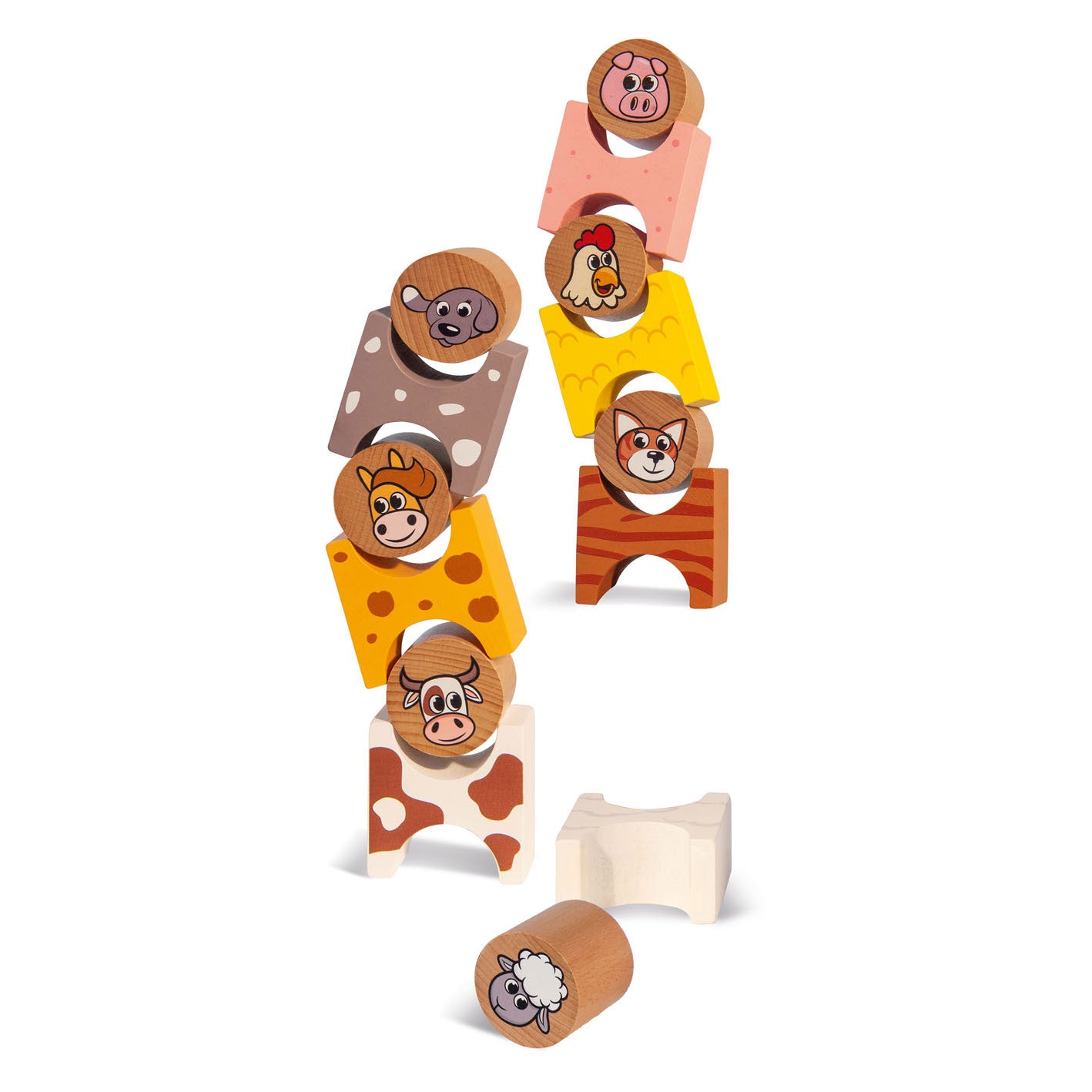 Eichhorn Wooden Stacking Game Farm Animaux 14dlg.