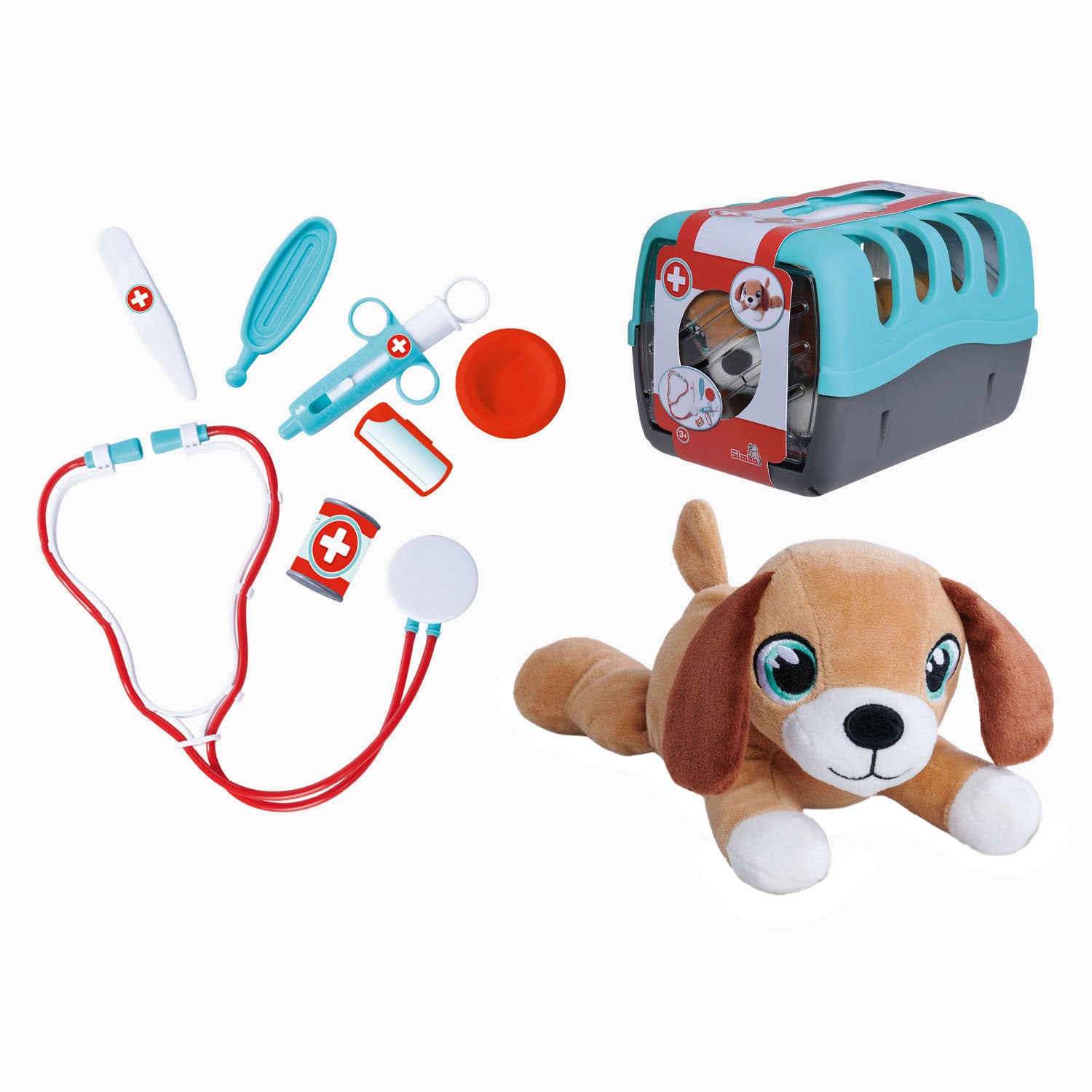 Jeu de jeu de vétérinaire Simba avec un chien câlin