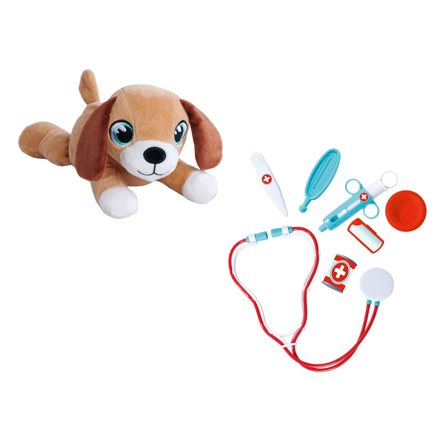 Jeu de jeu de vétérinaire Simba avec un chien câlin