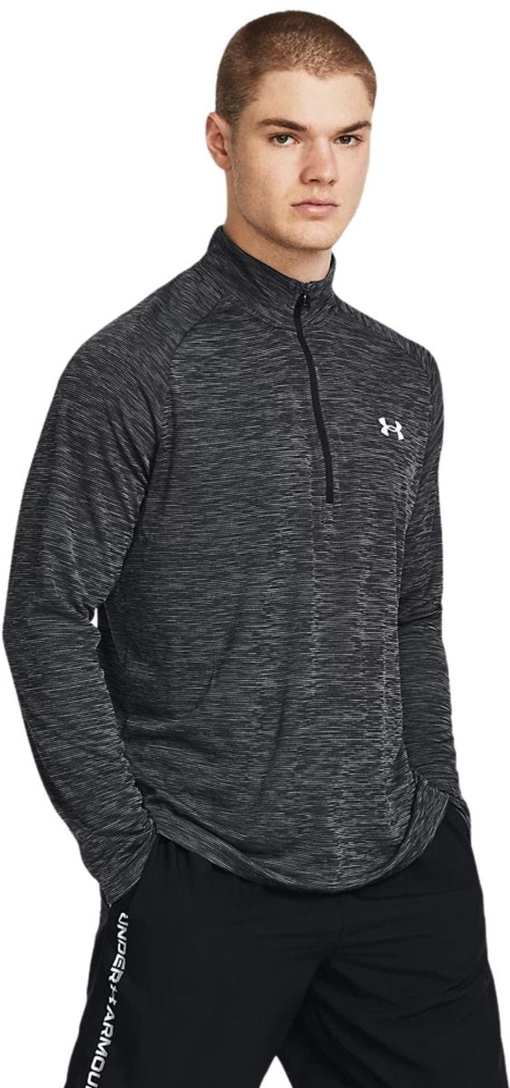 Under armour ua tech texturé 1 2 zip-blk chemise de sport homme - noir - blanc