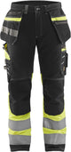 Blåkläder blaklader pantalon de travail haute visibilité avec stretch 1794-1370 - noir jaune haute visibilité - c52