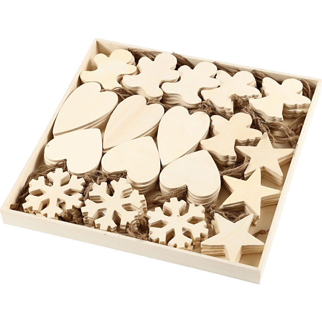 Creativ Company Wooden Ornement Christmas Thea plames, 90st.