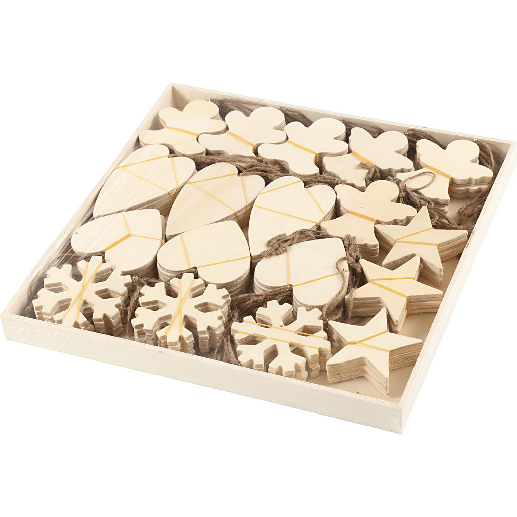 Creativ Company Wooden Ornement Christmas Thea plames, 90st.