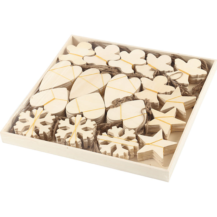 Creativ Company Wooden Ornement Christmas Thea plames, 90st.