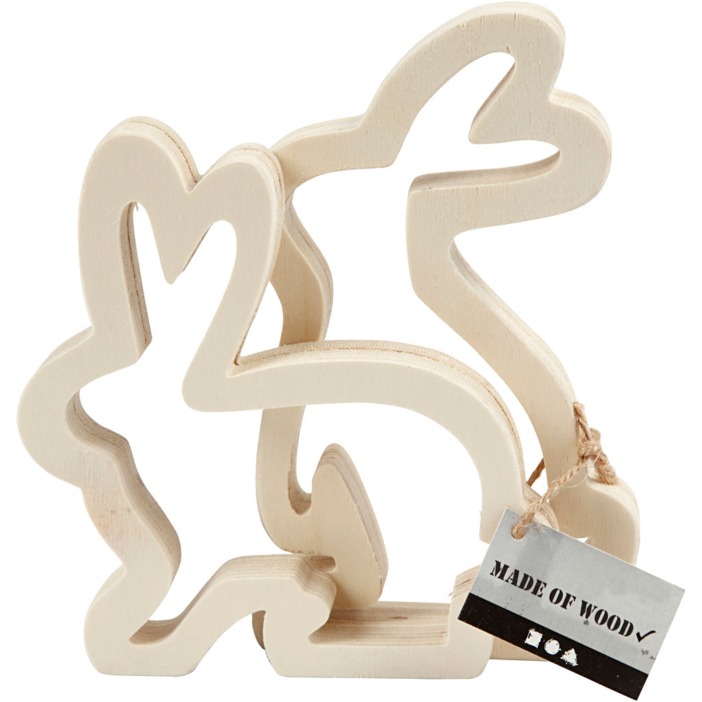 Creativ company Lapins de Pâques, h : 14 cm, p : 2 cm, l : 13 cm, 2 pièces 1 boîte