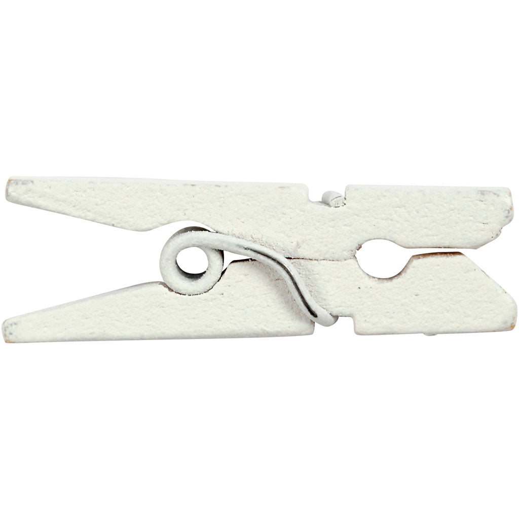 Creativ company mini pinces à linge, L : 25 mm, l : 3 mm, blanches, 36 pièces 1 boîte