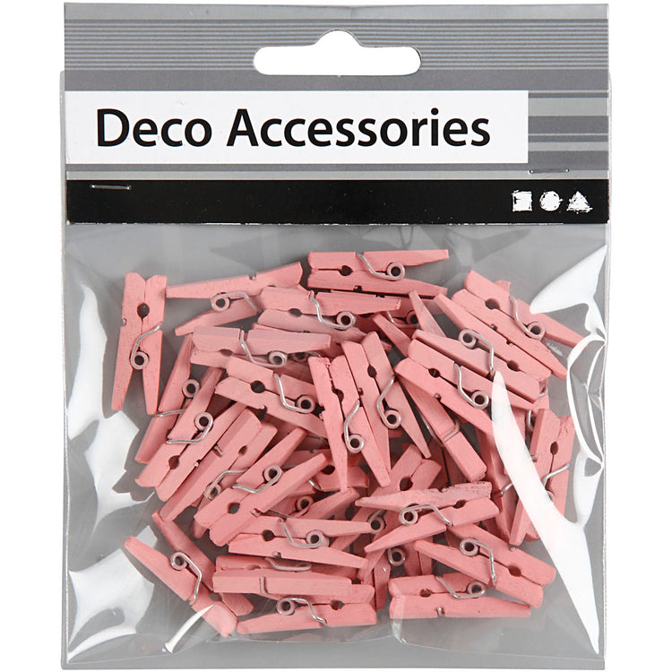 Creativ company mini pinces à linge, L : 25 mm, l : 3 mm, rouge clair, 36 pièces 1 boîte