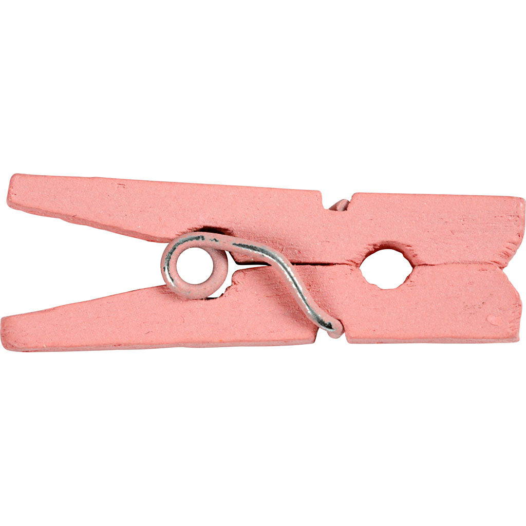 Creativ company mini pinces à linge, L : 25 mm, l : 3 mm, rouge clair, 36 pièces 1 boîte