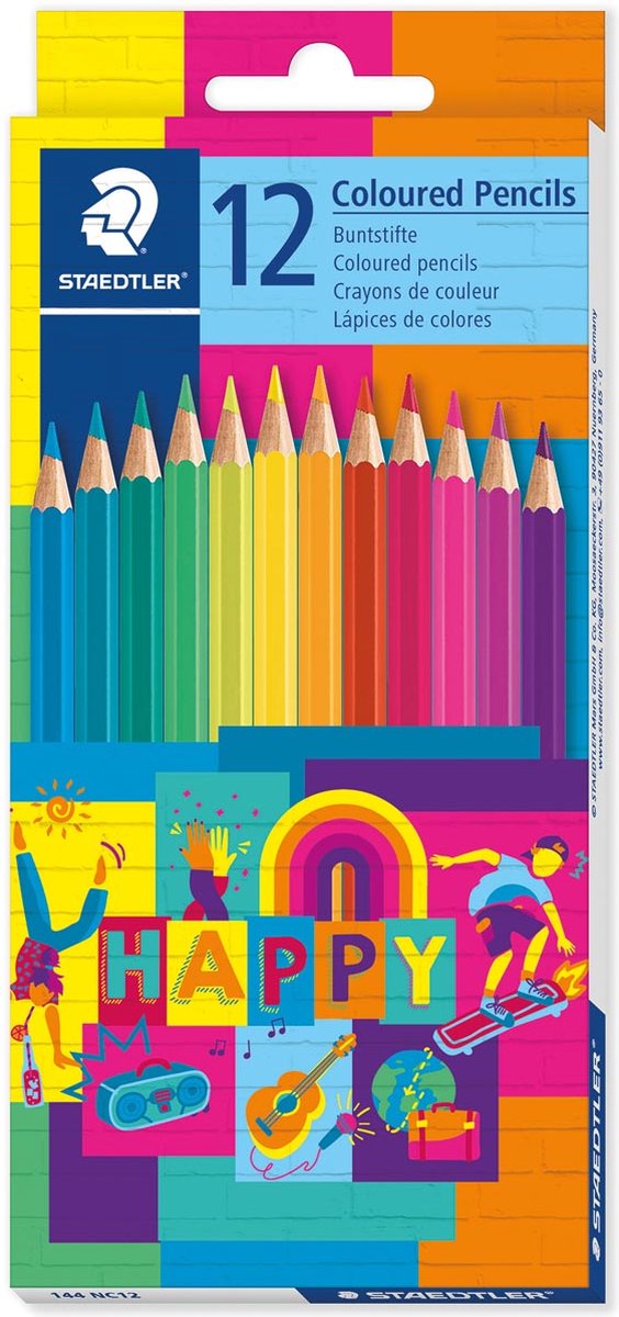 Crayons de couleur sans marque sans marque - étui carton 12 pcs happy