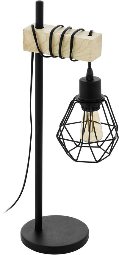 Lampe de table Eglo townshend 5 - e27 - 50 cm - marron noir - bois fsc