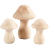 Champignons en bois Creativ company, d 3,3 + 4,5 cm, dimensions 4,5 + 6,5 cm, 3 pièces 1 boîte