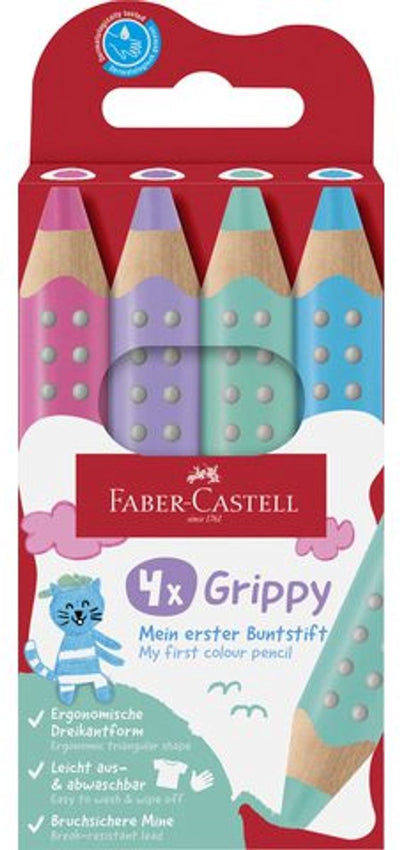 Faber-Castell Crayon de couleur Faber Castell Grippy XXL Jumbo Étui en carton 4 pièces Pastel - FC-110702