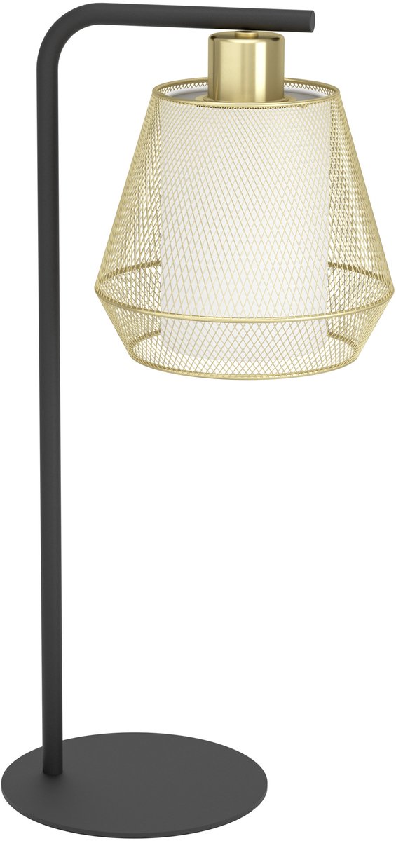 Lampe de table Eglo ciudadela - e27 - 50 cm - noir|or|blanc - acier|textile
