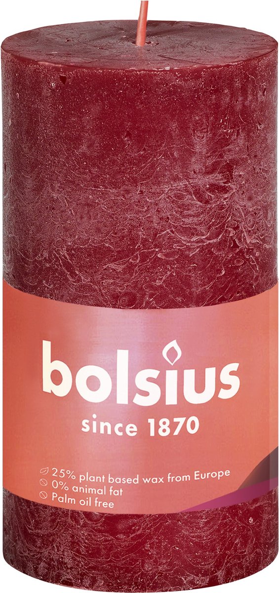 Bougie pilier rustique Bolsius 100 50 rouge