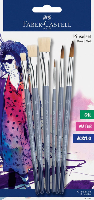 Faber-castell jeu de pinceaux - plat (6,10,14) - rond (2, 6,10) - fc-282891