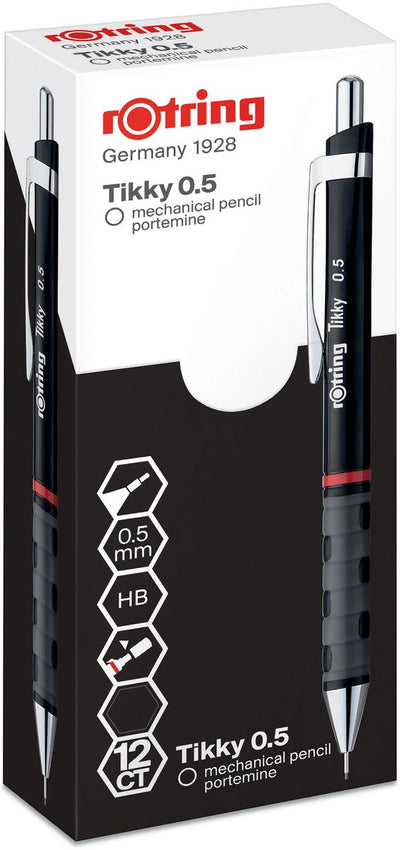 Porte-mine Rotring tikky | hb | 0,50 mm | boîtier noir | 12 pièces
