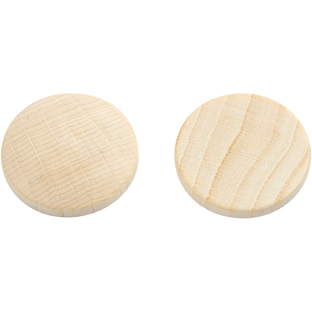 Boutons en bois Creativ company, d 25 mm, épaisseur 5 mm, 15 pièces 1 boîte