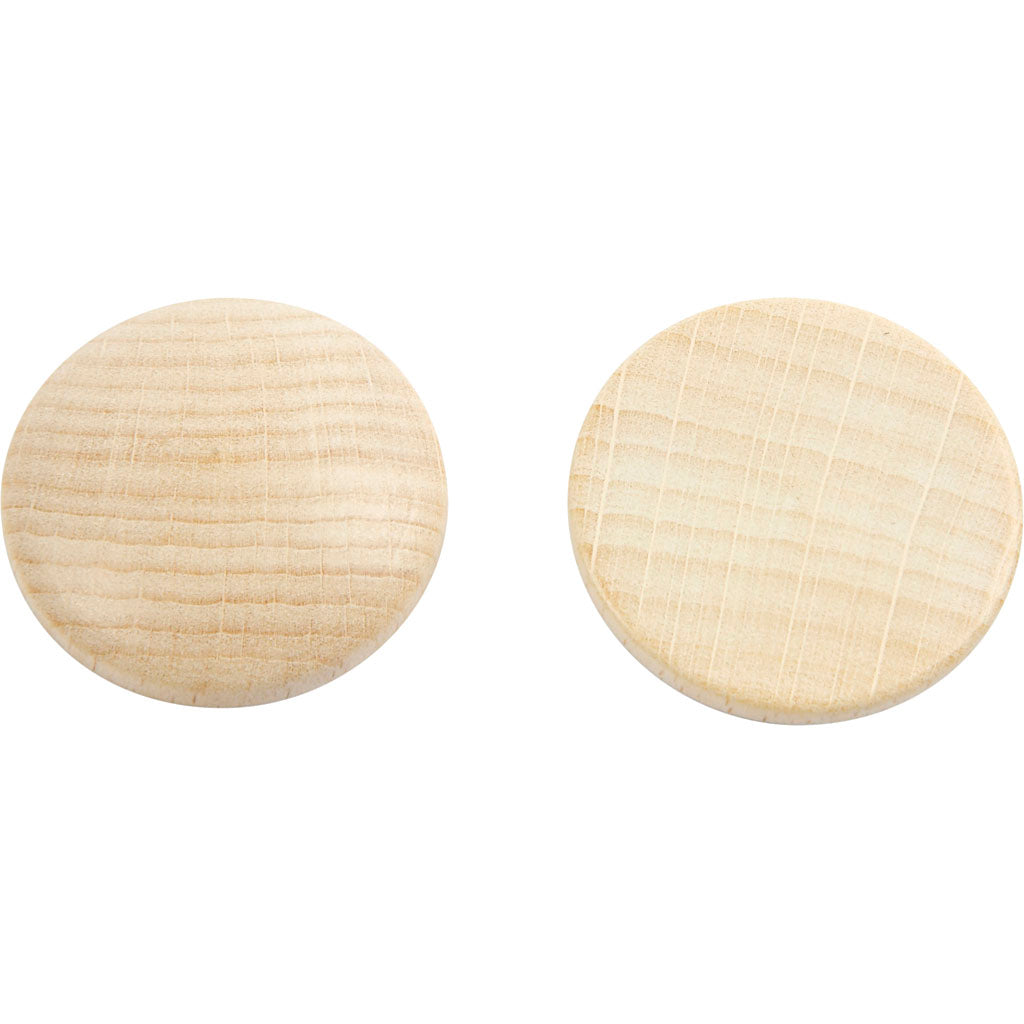 Boutons en bois Creativ company, d 30 mm, épaisseur 5 mm, 15 pièces 1 boîte