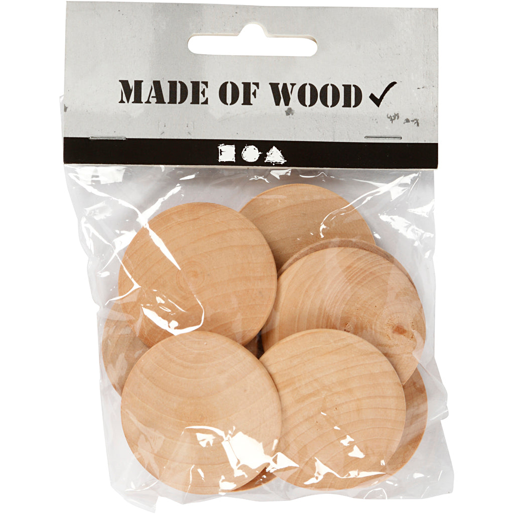 Boutons en bois Creativ company, d 40 mm, épaisseur 6 mm, 10 pièces 1 boîte
