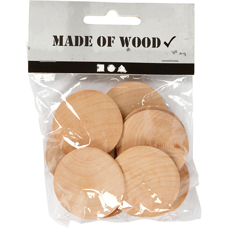 Boutons en bois Creativ company, d 40 mm, épaisseur 6 mm, 10 pièces 1 boîte