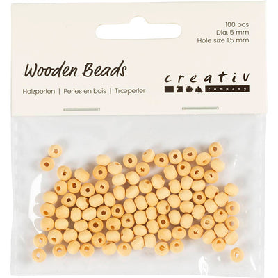 Perle en bois Creativ company, d 5 mm, diamètre du trou 1,5 mm, 100 pièces 1 boîte