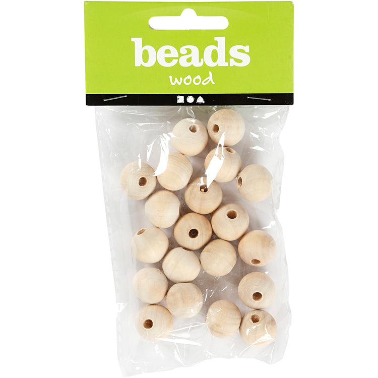 Perle en bois Creativ company, d 15 mm, diamètre du trou 3 mm, 20 pièces 1 boîte