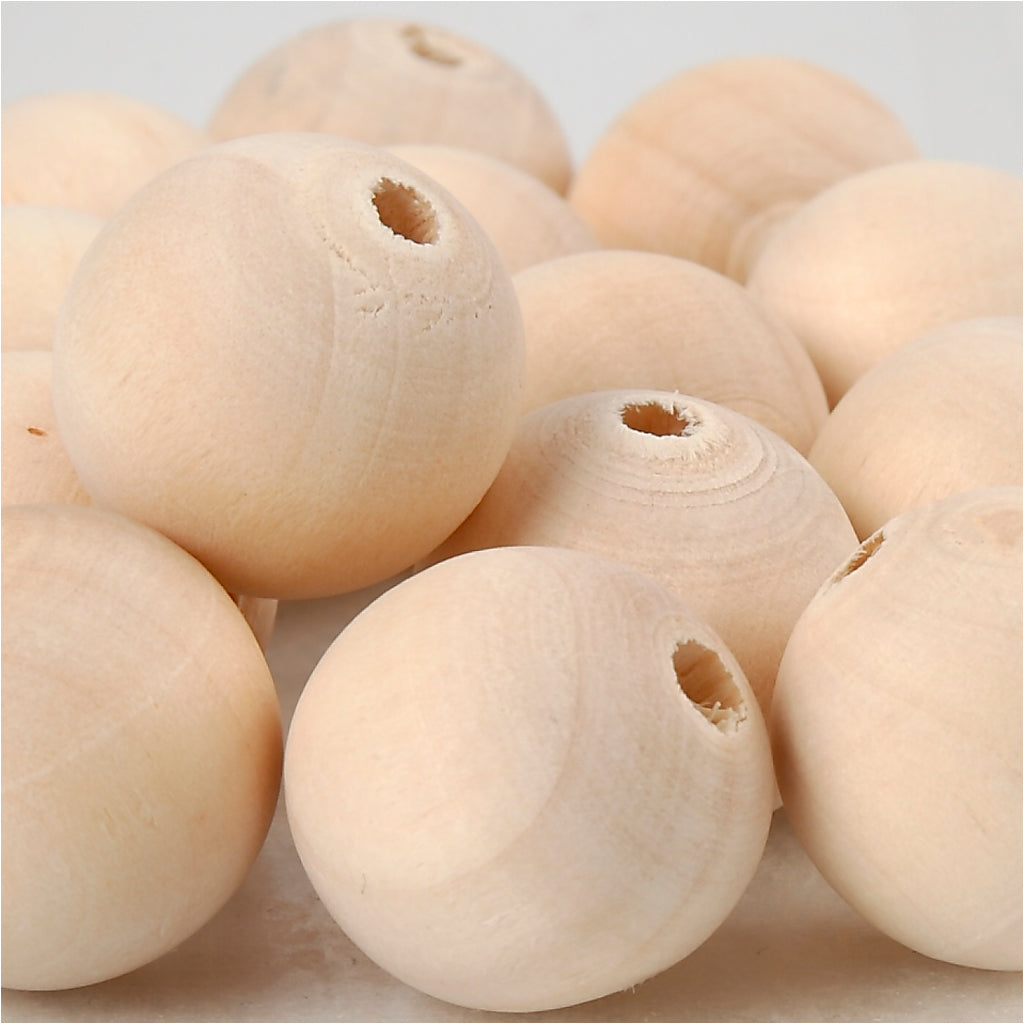 Perle en bois Creativ company, d 20 mm, diamètre du trou 4 mm, 14 pièces 1 boîte