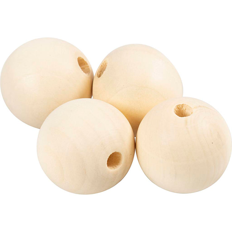 Perle en bois Creativ company, d 30 mm, diamètre du trou 5 mm, 4 pièces 1 boîte