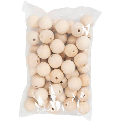 Perle en bois Creativ company, d 35 mm, diamètre du trou 6 mm, 50 pièces 1 boîte