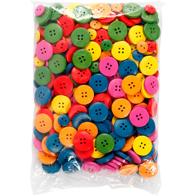 Boutons en bois Creativ company, d 12-20 mm, 2-4 trous, différentes couleurs, 360 pièces 1 boîte