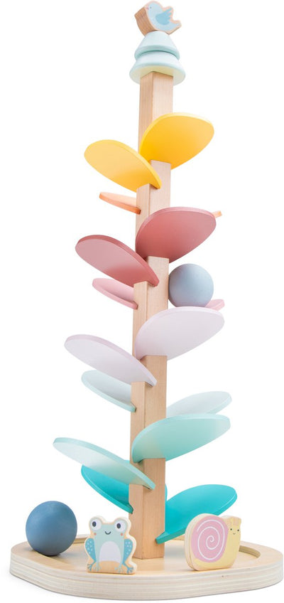 Woet ® arbre sonore en bois – jouet musical avec 2 balles et amis animaux – jouets sensoriels éducatifs – jouets en bois arbre à boules – à partir de 2 ans