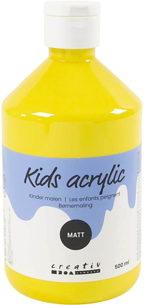 Peinture acrylique Creativ company mate, jaune primaire, 500 ml 1 bouteille