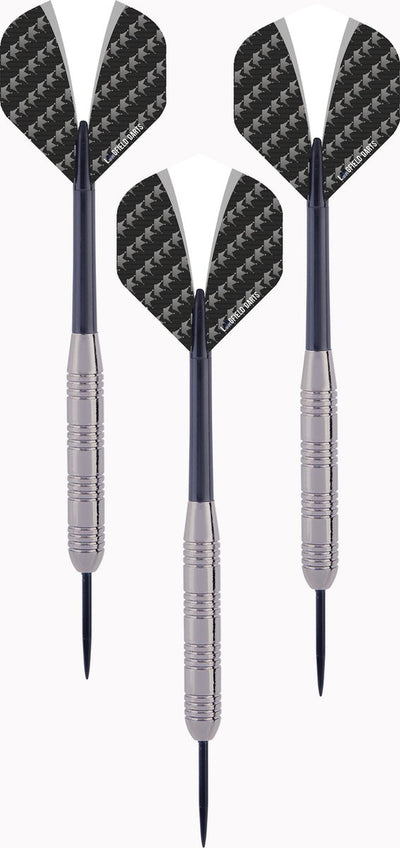 Longfield Darts Steeltip dartspijl set 23 grammes argentés noirs 3 pièces