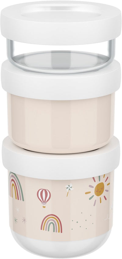 Mepal mio snack box stack 3 pièces - 550 ml - empilable autant que nécessaire - passe au micro-ondes et au lave-vaisselle - arc-en-ciel ensoleillé