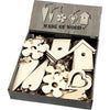 Décorations en bois Creativ company, taille 6,5-21,5 cm, épaisseur 5 mm, 100 pièces 1 boîte