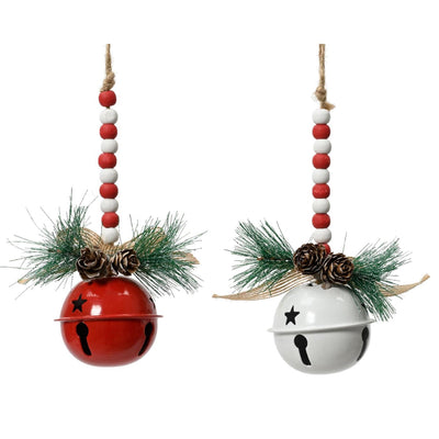 Decoris Horloge suspendue de Noël en fer ø6,5xh15cm