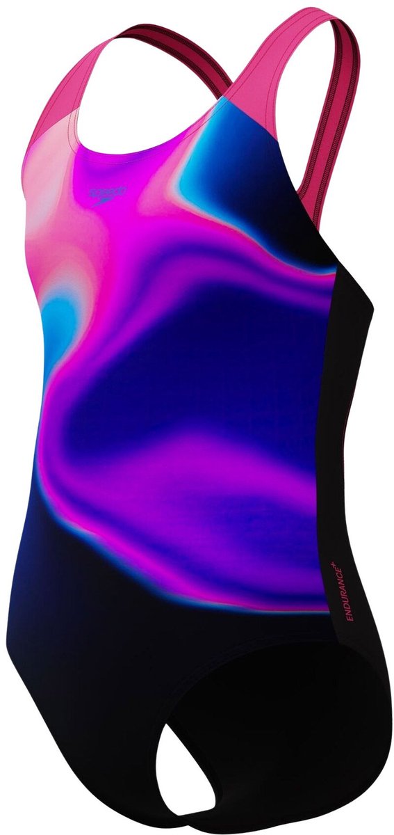 Maillot de bain de sport filles Speedo print splashback - noir violet