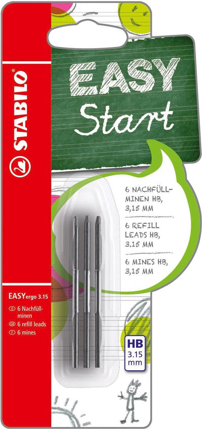 Stabilo easyergo - recharge porte-mine - 3,15 mm - blister 6 pièces