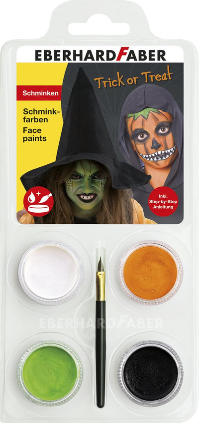 Eberhard faber kit de maquillage - sorcière citrouille - blanc, orange, vert, noir - ef-579029