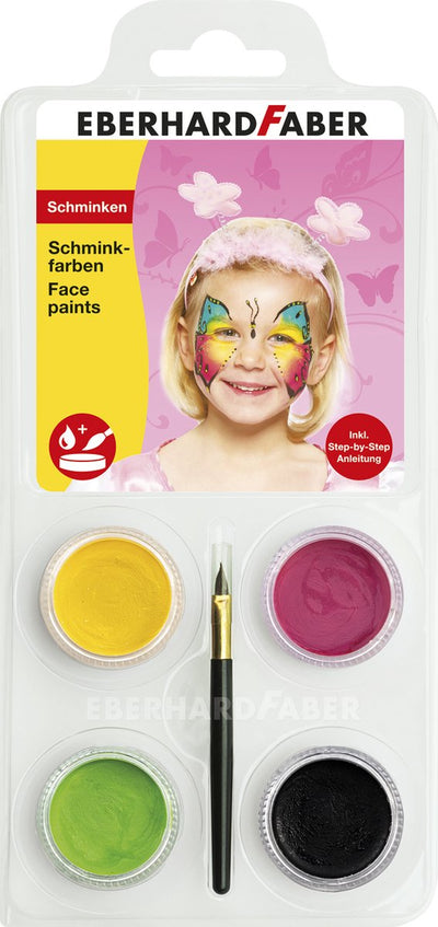 Eberhard faber kit de maquillage - papillon - jaune, rose, vert, noir - ef-579022