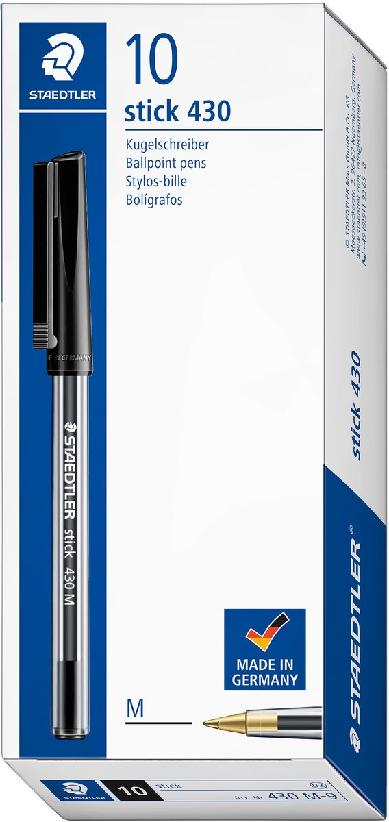Stylo à bille Staedtler 430 moyen noir par 10 pièces